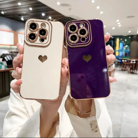 Luxury Heart Print Shockproof Phone Case For iPhone 14 Pro Max - PURPLE-SALE - Picture 3 of 10